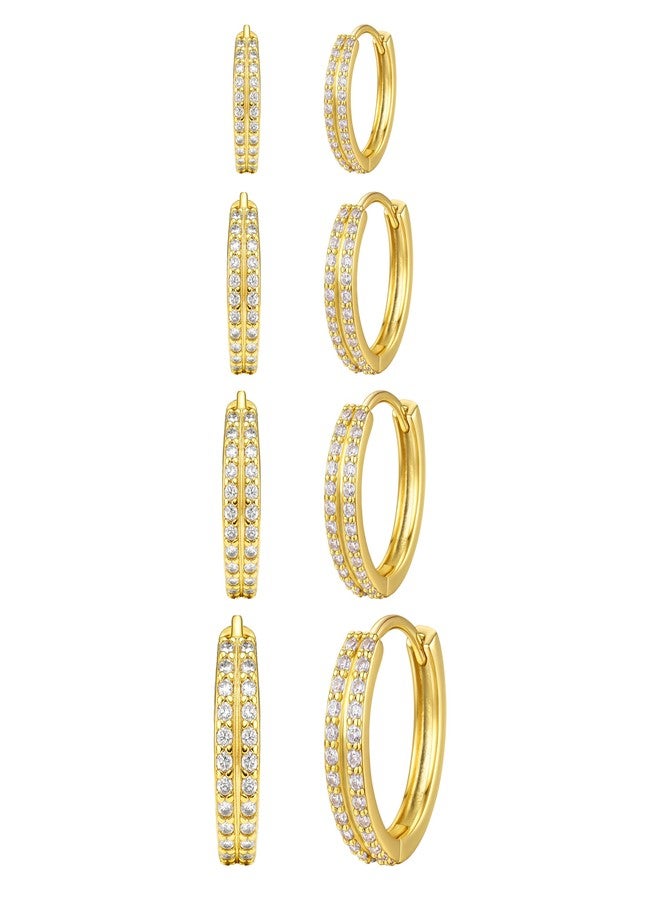 Poxtex طقم أقراط حلقية ذهبية صغيرة للنساء والرجال، مضادة للحساسية، مطلية بالذهب عيار 14 قيراط، أقراط غضروفية متعددة، خفيفة الوزن، صغيرة ورقيقة، لطيفة وعصرية، هدية مثالية لعيد الميلاد للنساء - Image 1