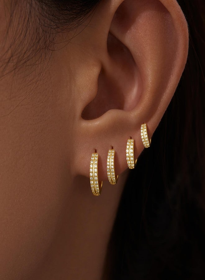 Poxtex طقم أقراط حلقية ذهبية صغيرة للنساء والرجال، مضادة للحساسية، مطلية بالذهب عيار 14 قيراط، أقراط غضروفية متعددة، خفيفة الوزن، صغيرة ورقيقة، لطيفة وعصرية، هدية مثالية لعيد الميلاد للنساء - Image 4