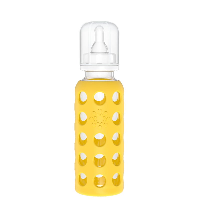 Lifefactory 9-Oz Glass Baby Bottle with Stage 2 Nipple and Protective Silicone Sleeve Mango - Image 1