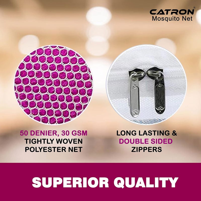 Catron Foldable Mosquito NetMachhardani Polyester Adults Mosquito Net for Dubble Bed Strong 30GSM Net High Durability Foldable Tent Shape Mosquito Net Pink - Image 3