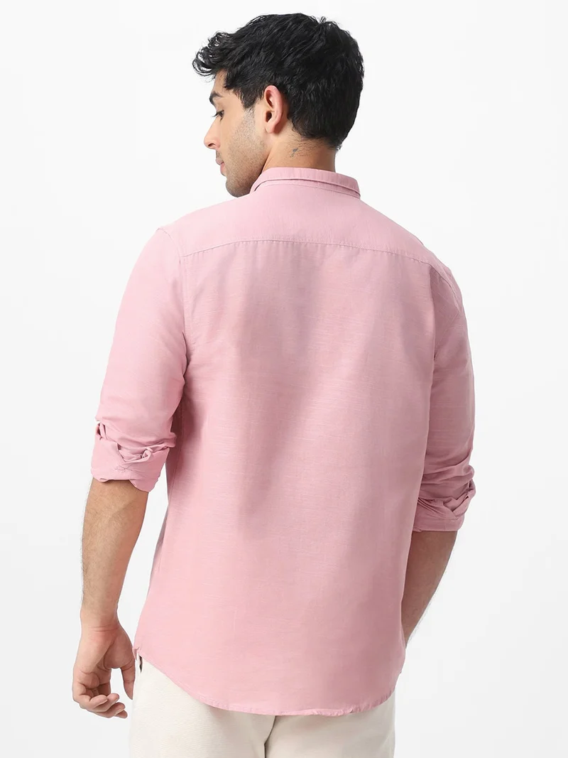 Urbano Fashion  Urbano Fashion Men's Pink Cotton Full Sleeve Regular Fit Casual Solid Shirt with Band Collar  | Best Price UAE