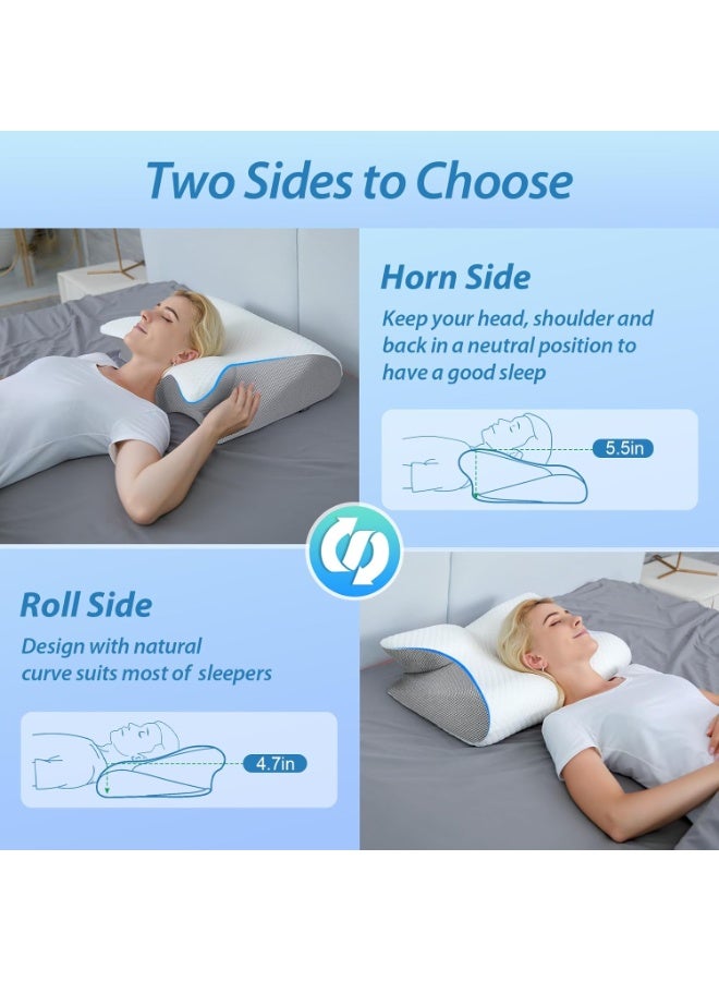 Memory Foam Cervical Pillow, 2 in 1 Ergonomic Contour Orthopedic Pillow for Neck Pain, Contoured Support Pillows for Side Back Stomach Sleepers - Image 4