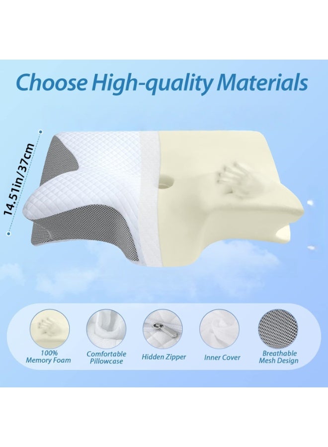 Memory Foam Cervical Pillow, 2 in 1 Ergonomic Contour Orthopedic Pillow for Neck Pain, Contoured Support Pillows for Side Back Stomach Sleepers - Image 2