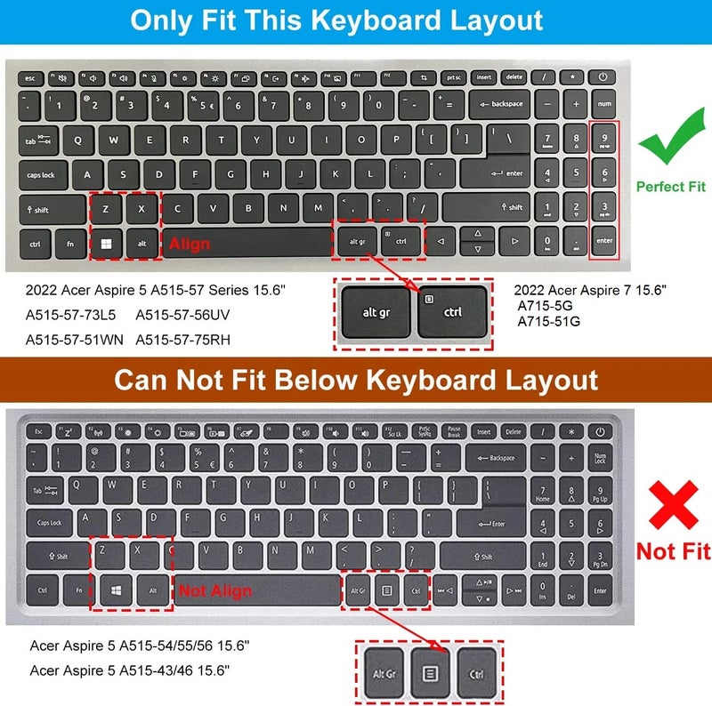 RAYA Silicone Keyboard Cover for Acer Nitro V 15 (ANV15-41 / ANV15-51 / ANV15-52) Acer Aspire 5 (A515-57G / A515-58GM) Acer Nitro Lite 16 (NL16-71G) Gaming Laptops (Black) - Image 2