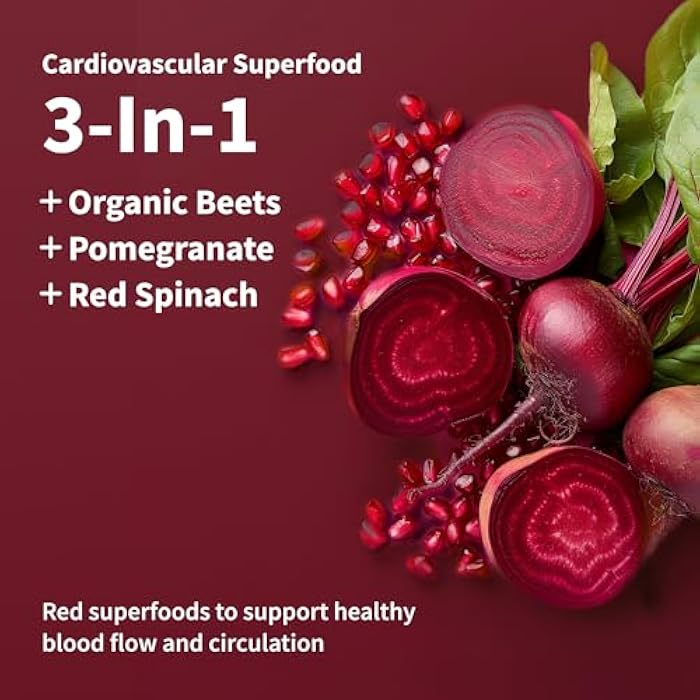 Snap Supplements Heart Beets Stick Packs, Organic Beet Root Powder Drink Mix, Cardiovascular Support for Men & Women, Beets, Pomegranate & Red Spinach, Nitric Oxide Booster, Mixed Berry, 10 Servings - Image 2