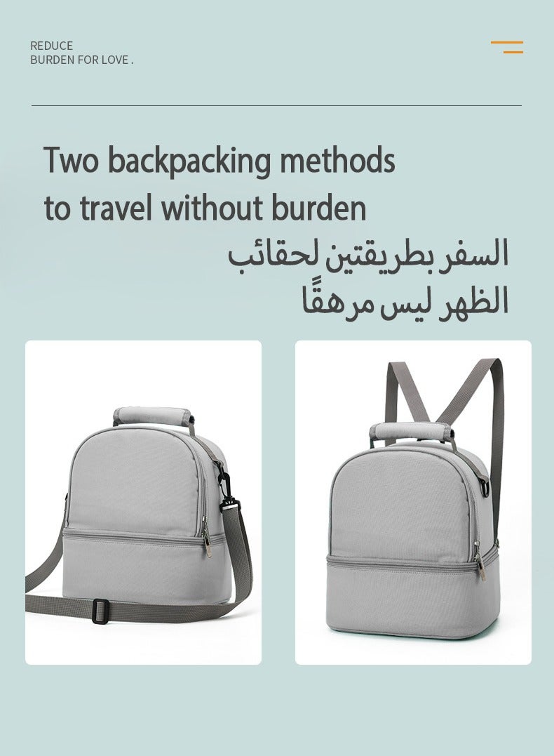 Jourvent Breast Pump Bag Dual-Layer Design Cooler Moistureproof Compartments Gray Portable Storage for Outdoor Work Daily Use and Breast Milk Preservation - Image 3