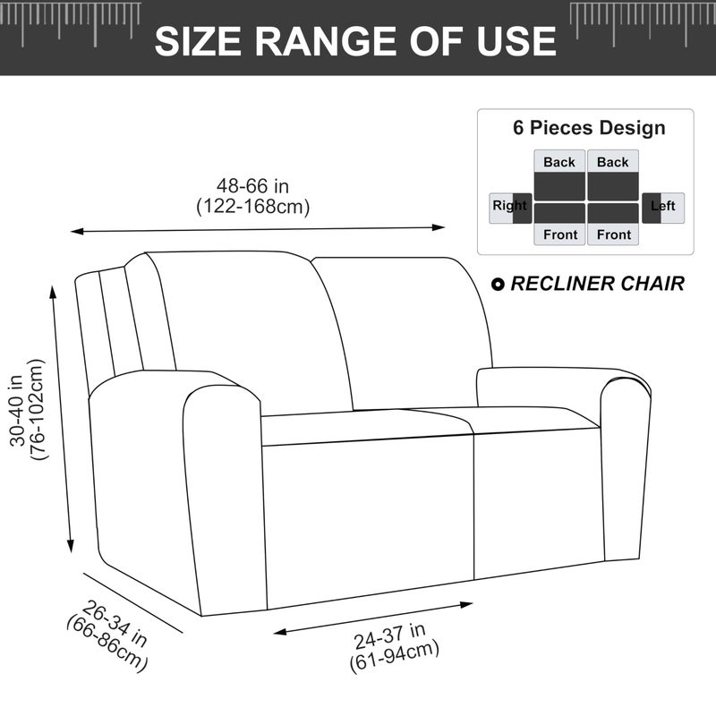 Genina Recliner Loveseat Cover Stretch Couch Covers Sofa slipcover for 2 Seat Reclining Couch Thick Jacquard Furniture Protector (Beige) - Image 5