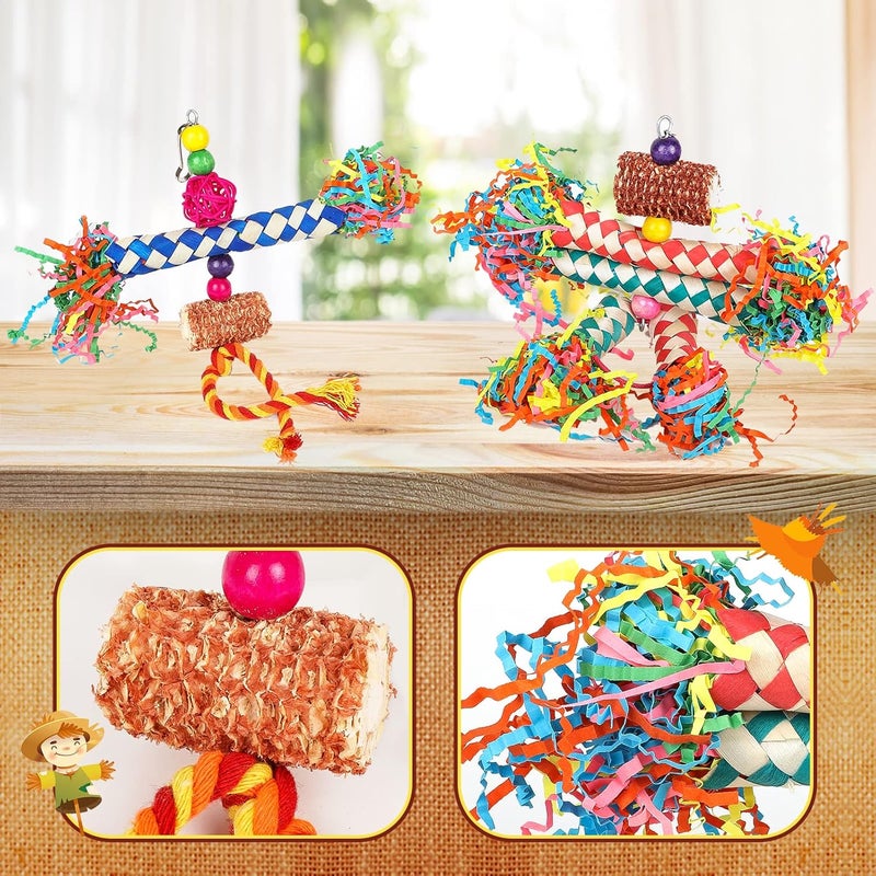 LifeIdeas Bird Shredding Toys, 5PCS Parrot Chewing Toys Natural Corn Cob, Colorful Bamboo Bird Foraging Toys for Small Medium Parrots Parakeets, Conures, Cockatiel, Lovebirds - Image 5