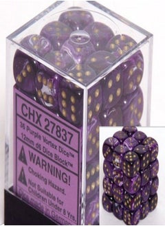 Chessex Chessex Dice D6 Sets: Vortex Purple with Gold - 12Mm Six Sided Die (36) Block of Dice  - Image 1