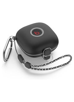 [Upgrade Secure Lock] Case for Beats Fit Pro 2021, WOFRO Shock-Absorbing Protective Cover TPU Hard Shell with Anti-Lost Lanyard/Keychain[One-Click Pop] (Black)