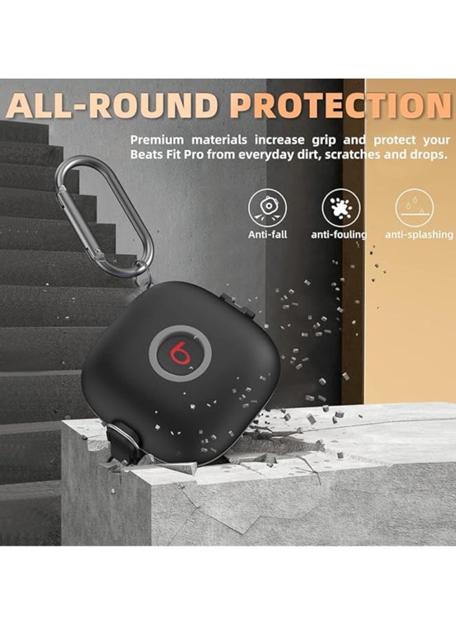 Generic - [Upgrade Secure Lock] Case for Beats Fit Pro 2021, WOFRO Shock-Absorbing Protective Cover TPU Hard Shell with Anti-Lost Lanyard/Keychain[One-Click Pop] (Black) - Image 1