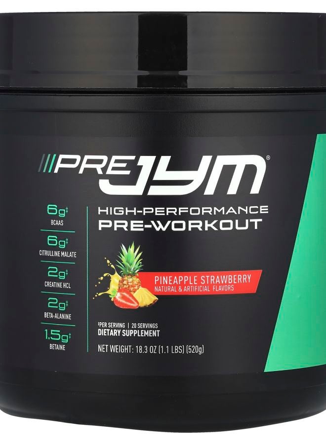 JYM Supplement Science بري جيم® أداء عالي قبل التمرين أناناس فراولة 1.1 رطل (520 جرام)