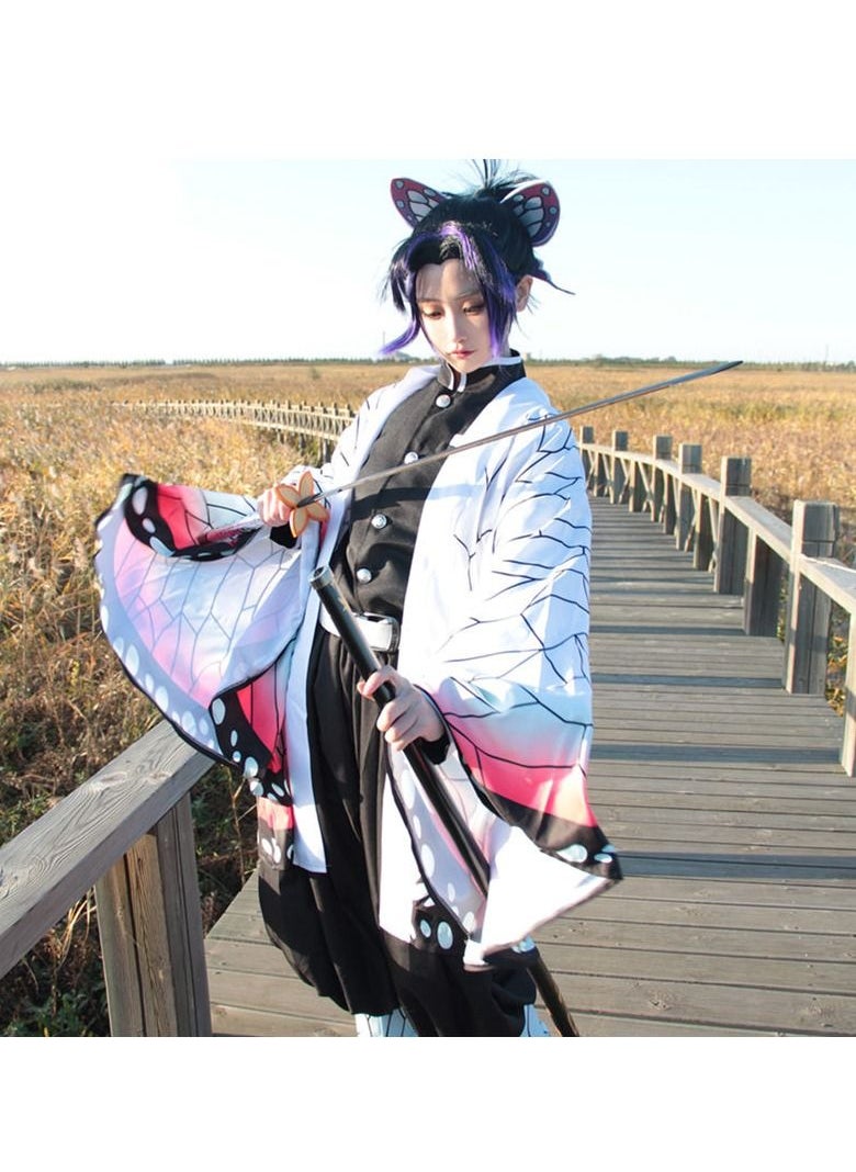 Generic - Demon Slayer Cosplay Costume Kochou Shinobu Cloak Cosplay Uniform Outfit Set - Image 1
