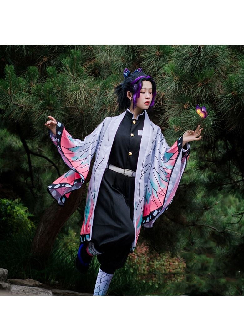 Generic - Demon Slayer Cosplay Costume Kochou Shinobu Cloak Cosplay Uniform Outfit Set - Image 1