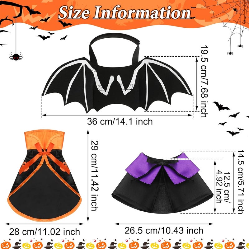 Reginary 5 Pcs Halloween Cat Costume Bat Wings Witch Cloak Wizard Hat Halloween Pet Costume Set Vampire Cloak Witch Hat Bat Cat Dress up Accessories for Small Kitten Dog Cosplay Party Decor - Image 3