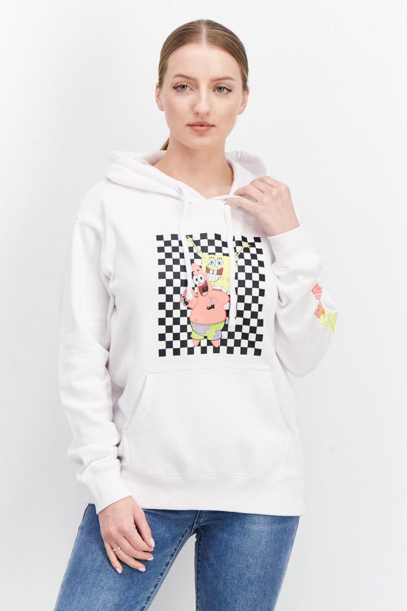Vans x Spongebob Women Long Sleeves Graphic Hoodie, White - Image 1