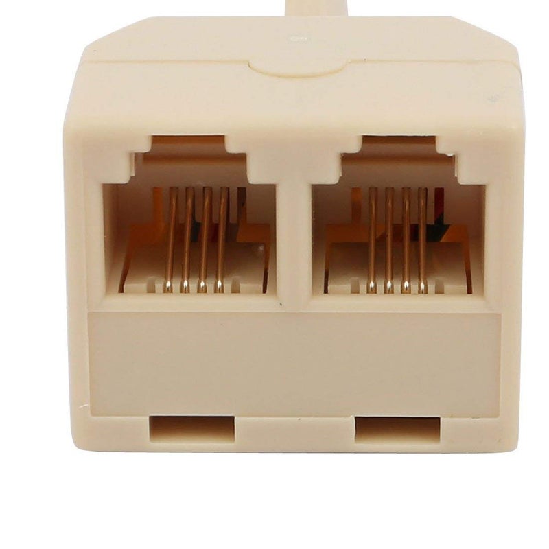 2 Ports RJ11 6P4C Male to Female Telephone Line Splitter Converter Beige - Image 4