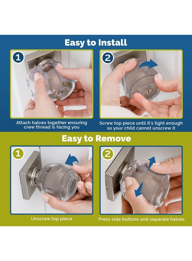 Wappa Baby Child Safety Door Knob Cover (4 Pack) Hard-to-Remove Dual-Lock Door Handle Covers for Kids - Reusable Baby Proof Door Knob Locks - Installs Easily, No Tools Needed (Clear) - Image 3