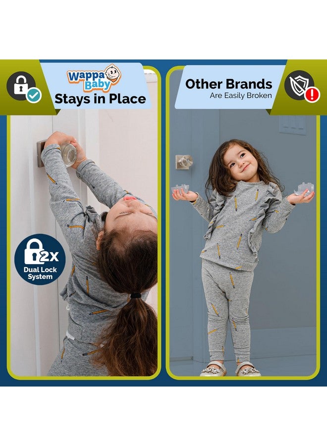 Wappa Baby Child Safety Door Knob Cover (4 Pack) Hard-to-Remove Dual-Lock Door Handle Covers for Kids - Reusable Baby Proof Door Knob Locks - Installs Easily, No Tools Needed (Clear) - Image 2