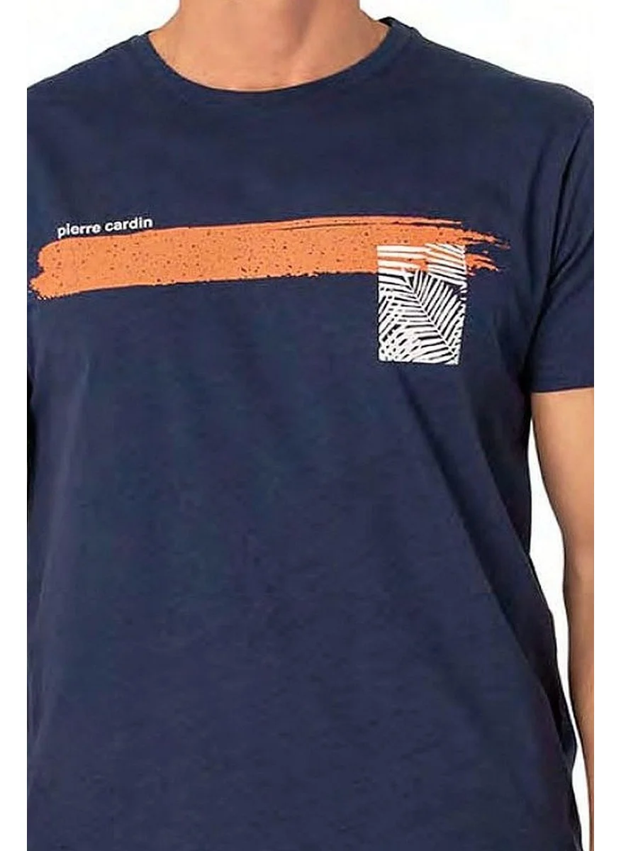 بيير كاردان 6077 Men's Short Sleeve Crew Neck Pajama Set-Indigo