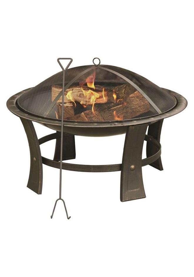 بالي موقد نار خارجي مستدير من الفولاذ مطلي بطلاء مسحوق برونزي 29 بوصة SRFP11637