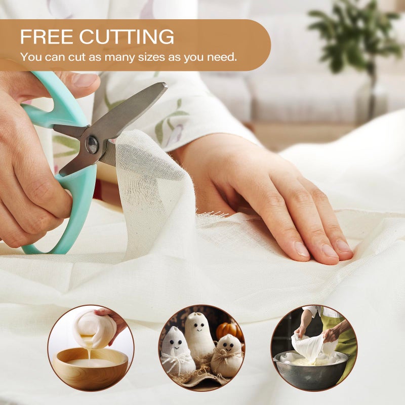 eFond Cheesecloth, 9 Square Feet Grade 100 Cheese Cloths for Straining Reusable, Washable, Lint Free and Ultra Fine Mesh Unbleached Pure Cotton Cheese Cloths for Cooking with Hemmed 2 Edges (1 Yard) - Image 4