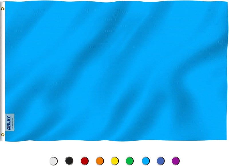 Anley Fly Breeze 3x5 Foot Solid Light Blue Flag - Vivid Color and Fade proof - Canvas Header and Double Stitched - Plain Light Blue Flags Polyester with Brass Grommets 3 X 5 Ft - Image 1