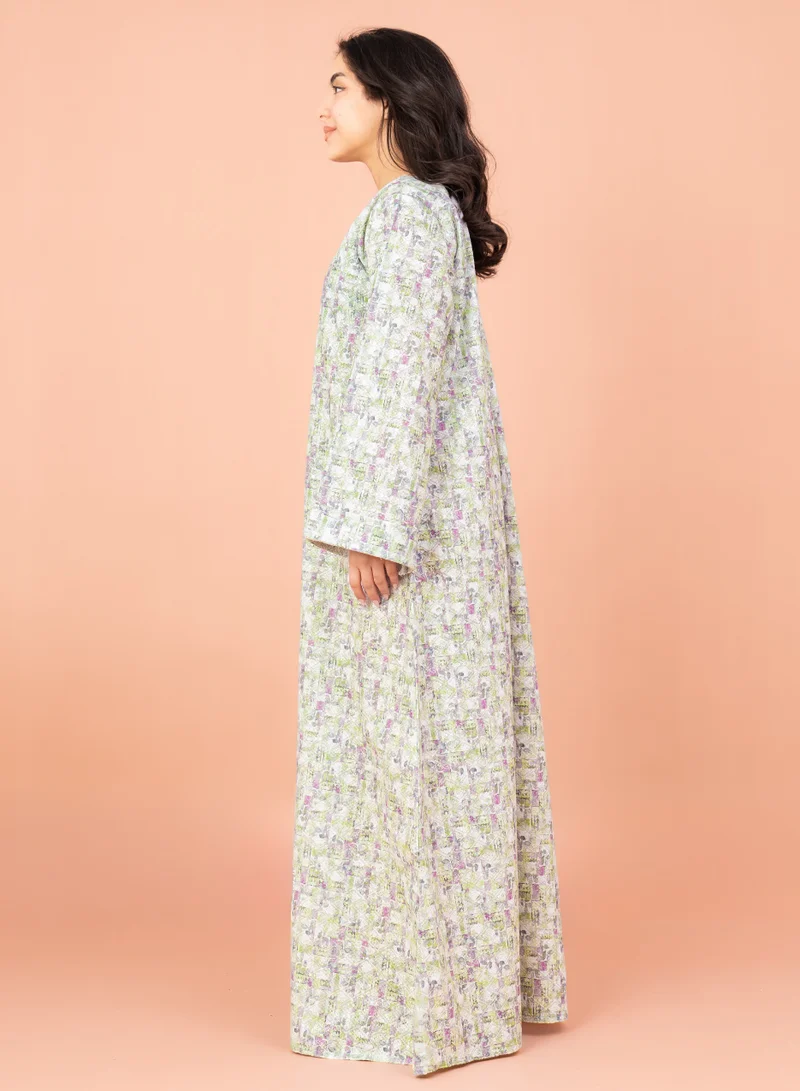 اكسا جلابية عصرية مطرزة IN040 اخضر