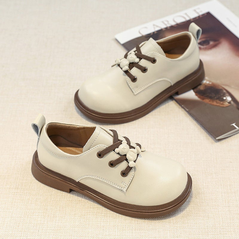 Girls Leather Shoes Genuine Leather Children'S Shoes Tie Shoelace Buckle Black Small Leather Shoes For Boys And Students School Performance Etiquette - Image 3