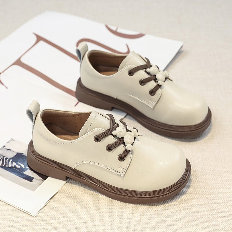 Girls Leather Shoes Genuine Leather Children'S Shoes Tie Shoelace Buckle Black Small Leather Shoes For Boys And Students School Performance Etiquette - Image 4