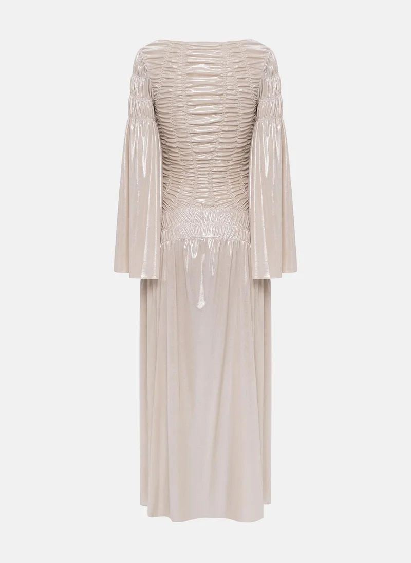 Lichi  Metallic maxi dress with gathers on the bodice and shoulders for Women | Best Price UAE
