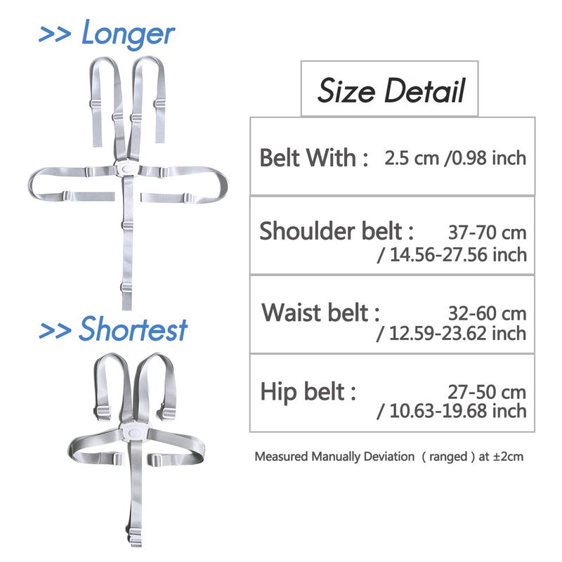 ZARPMA High Chair Security Straps, Replacement 5 Point Children Safety Harness Convertible Straps for High Chair/Pram/Buggy/Kid Pushchair - Image 5