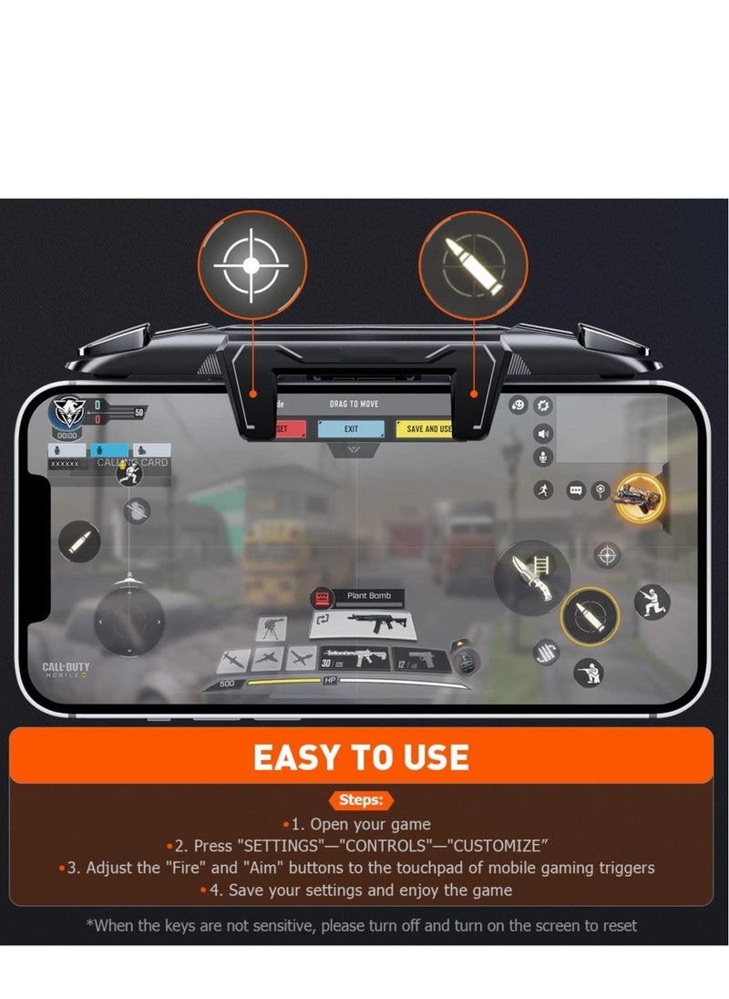 Generic - Gaming Triggers, Mobile Game Controller Integrated Triggers Aim Button Shooter Joystick iPhone and Android Trigger Black - Image 1