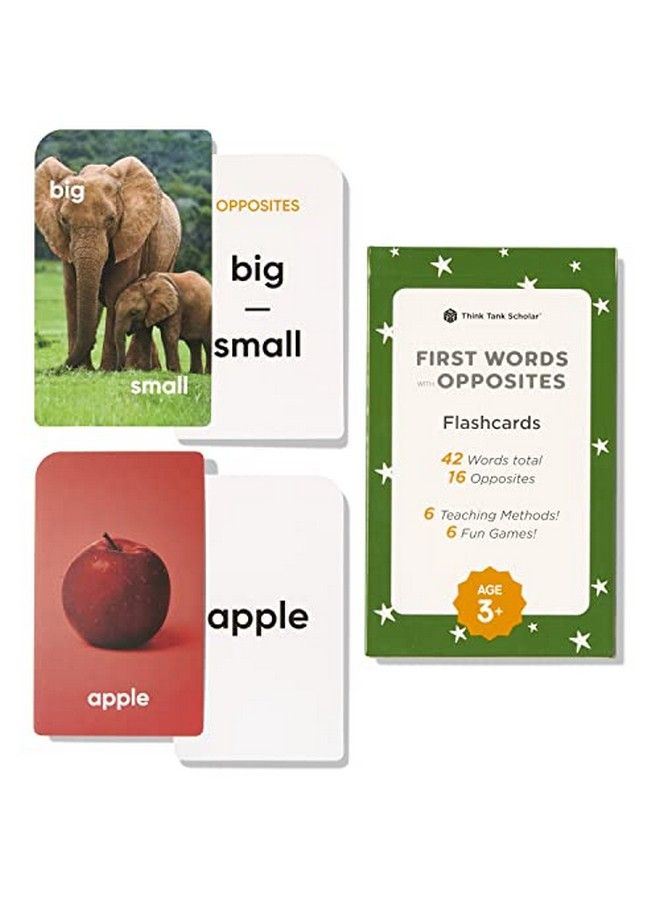 Think Tank Scholar First Words Flash Cards Opposites Flashcards For Toddlers 24 And Kids Ages 4, 5, 6, 7, 8 Years Old Real Pictures Homeschool, Preschool, Elementary School, Classroom Learning  - Image 1