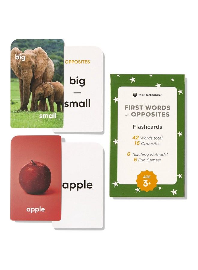 Think Tank Scholar First Words Flash Cards Opposites Flashcards For Toddlers 24 And Kids Ages 4, 5, 6, 7, 8 Years Old Real Pictures Homeschool, Preschool, Elementary School, Classroom Learning  - Image 2