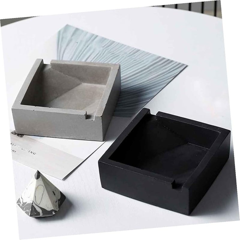 Large Grey Cement Ashtray Stylish Tobacco Jar Home Office Desktop Decoration Gift - Image 3