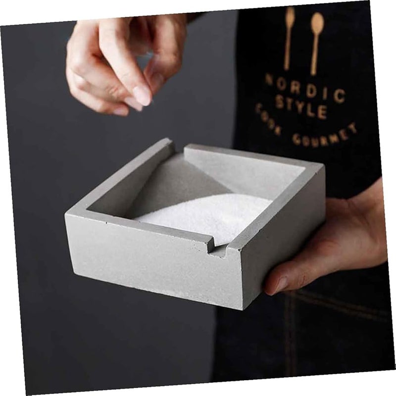 Large Grey Cement Ashtray Stylish Tobacco Jar Home Office Desktop Decoration Gift - Image 4