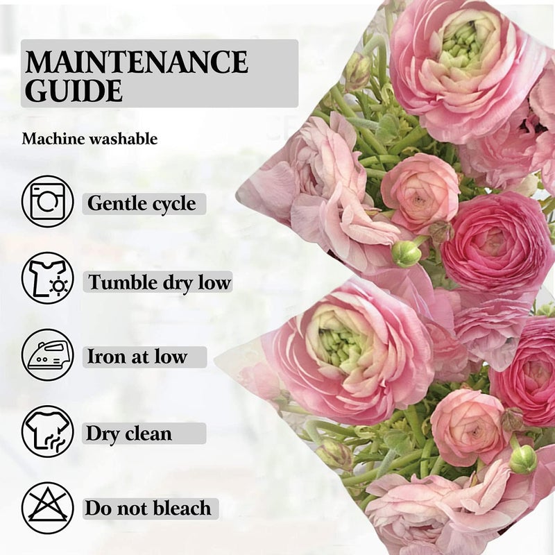 Luckam غطاء وسادة مزخرف بأسلوب شابي شيك، 18 × 18 بوصة زهور، حالات وسائد زخرفية للديكور المنزلي لفصل الصيف والربيع - Image 3