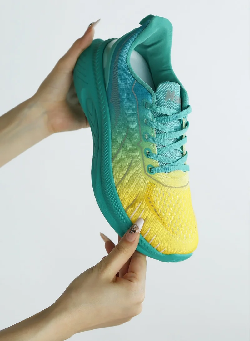 London Rag London Rag Women's Gradient Flyknit Sneakers in Green