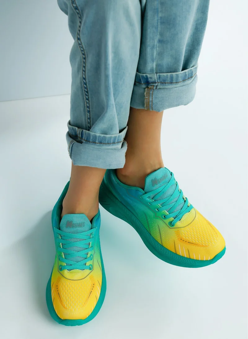 London Rag London Rag Women's Gradient Flyknit Sneakers in Green