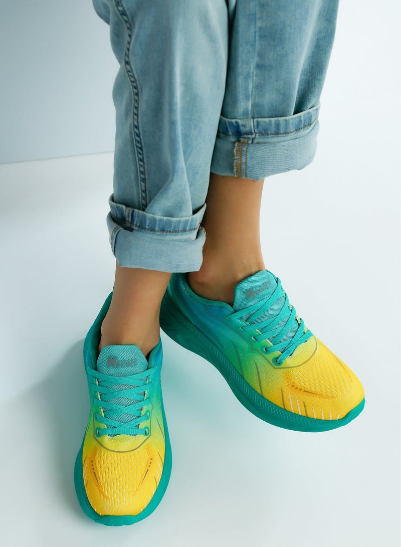 London Rag Women's Gradient Flyknit Sneakers in Green - Image 2