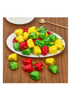 SYOSI 60Pcs Foam Fruit Artificial Bell Pepper, Simulation Realistic Lifelike Models Artificial Vegetables, for Party Autumn Supplies Farmhouse Restaurant Photography Props, Mixed Color (3 Colors)  - Image 3