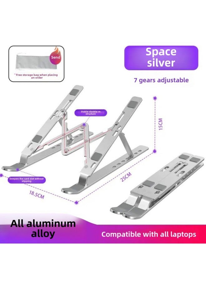 Laptop Stand Aluminum Alloy Elevated Hanging Heat Dissipation Liftable Folding Portable Desktop Stand-Colour:Silver Double Fork Bracket - Image 5