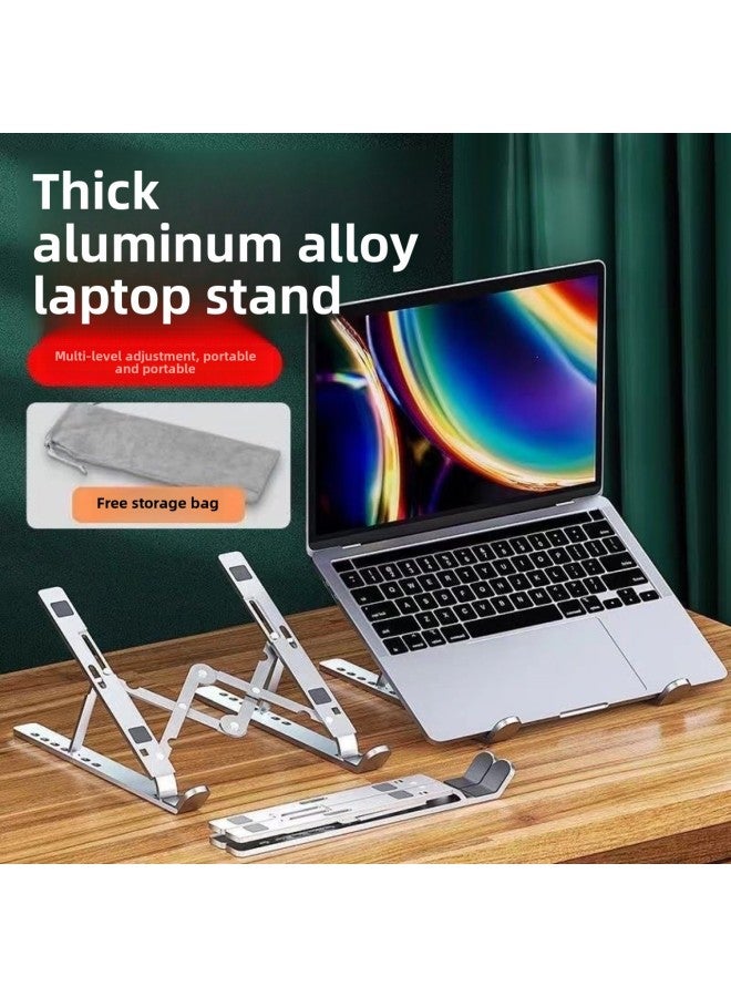 Laptop Stand Aluminum Alloy Elevated Hanging Heat Dissipation Liftable Folding Portable Desktop Stand-Colour:Silver Double Fork Bracket - Image 2