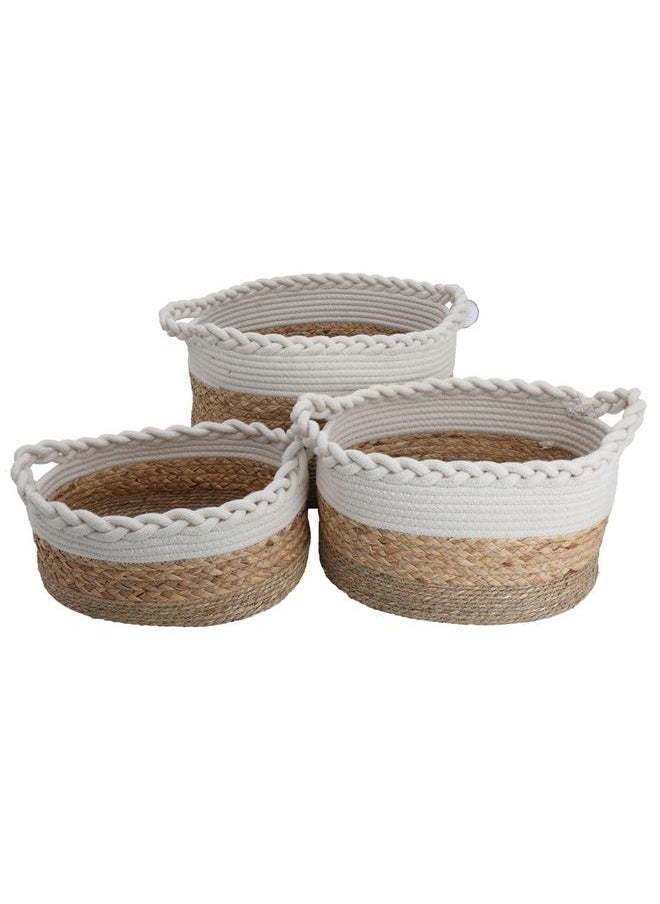 Alsaif Cotton Baskets Set 25 30 28 Cm 3 Pieces Round Beige  - Image 1