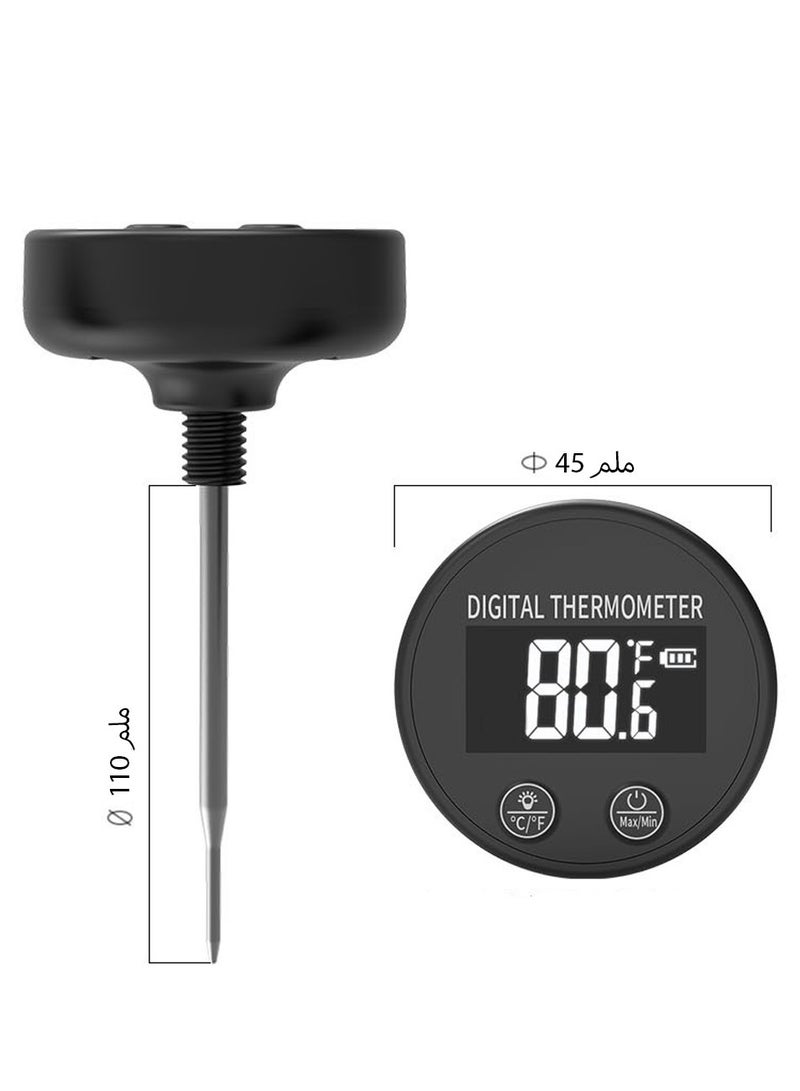ميزان حرارة قهوة رقمي LED احترافي ، للحليب والقهوة والشاي والشواء ، أسود  - Image 4