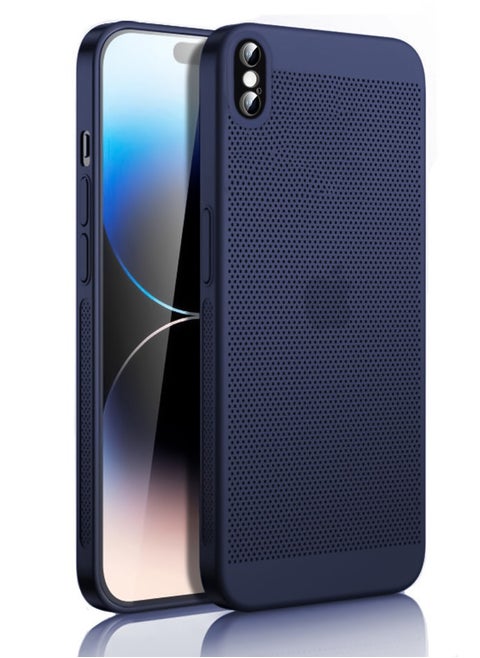 Heat Dissipation Case with Built in Camera Lens Protector Slim Fit Breathable Cooling Anti Fingerprint Hard PC Back ShockproofÂ Cover For Iphone Xs Max (Blue)
