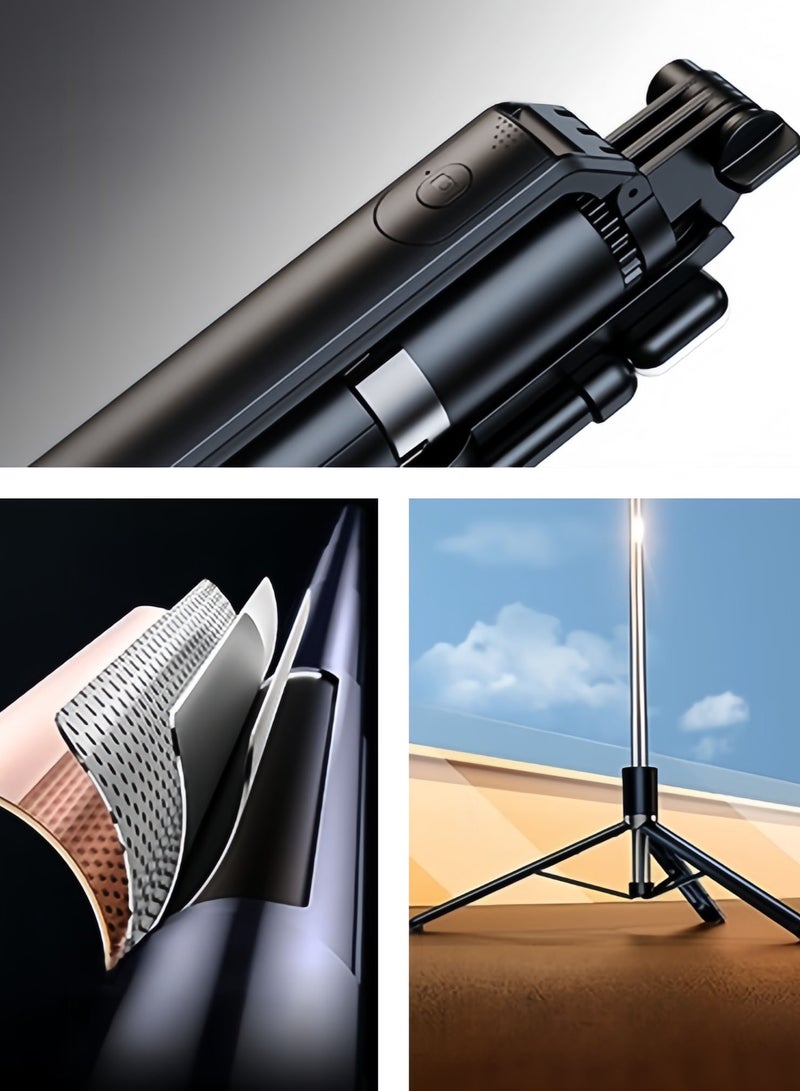 Selfie Stick Tripod, 70inch/170cm Extendable Phone Tripod Alloy Camera Stand With Bluetooth Remote Shutter, All in One Tripod For iPhone 16/15 series, Samsung Galaxy S24 S23, Xiaomi, Cameras Black
