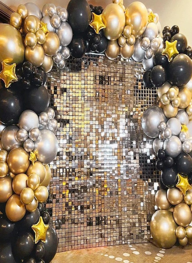 Flyloons 50 pcs Gold Black Silver Metallic Chrome Balloons for Birthday Decoration items celebration Anniversary Girls Boys Men Women