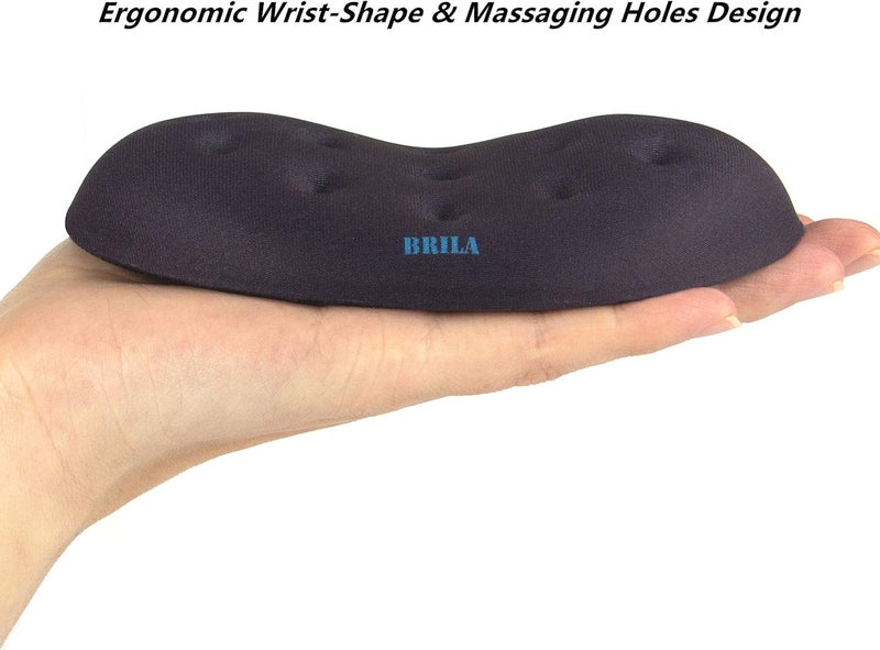 BRILA Ergonomic Memory Foam Mouse Wrist Rest Support Pad Cushion for Computer, Laptop, Office Work, PC Gaming - Massage Holes Design - Wrist Pain Relief (Black Mouse Wrist Rest) - Image 3